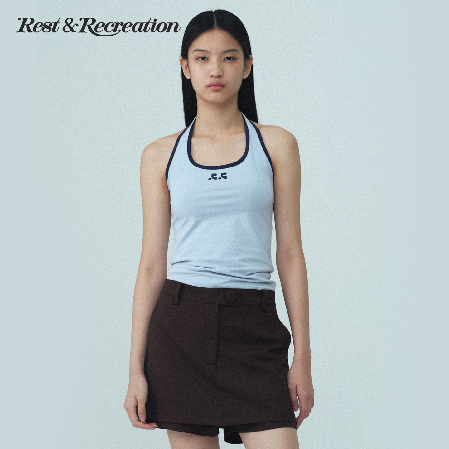 RR短款上衣女夏印花吊带