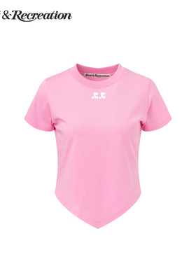 RestandRecreation官方2025秋季新款RR印花logo不规则下摆短袖T恤