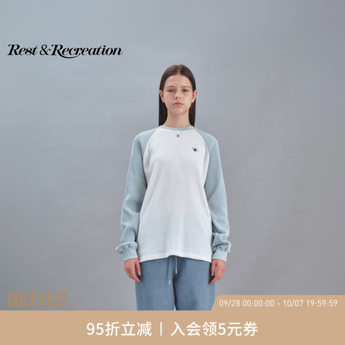 RestandRecreation官方2026RR爱心logo刺绣撞色插肩长袖T恤男女款