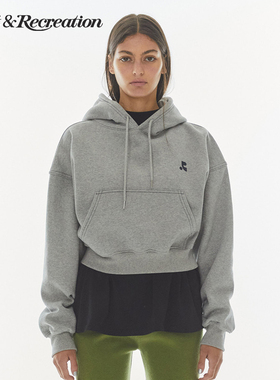 RestandRecreation官方2025秋冬新款印花logo加绒连帽套头卫衣女