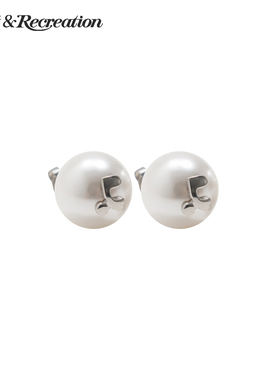 RestandRecreation官方2025新款RR立体珍珠logo标志不锈钢耳钉女M