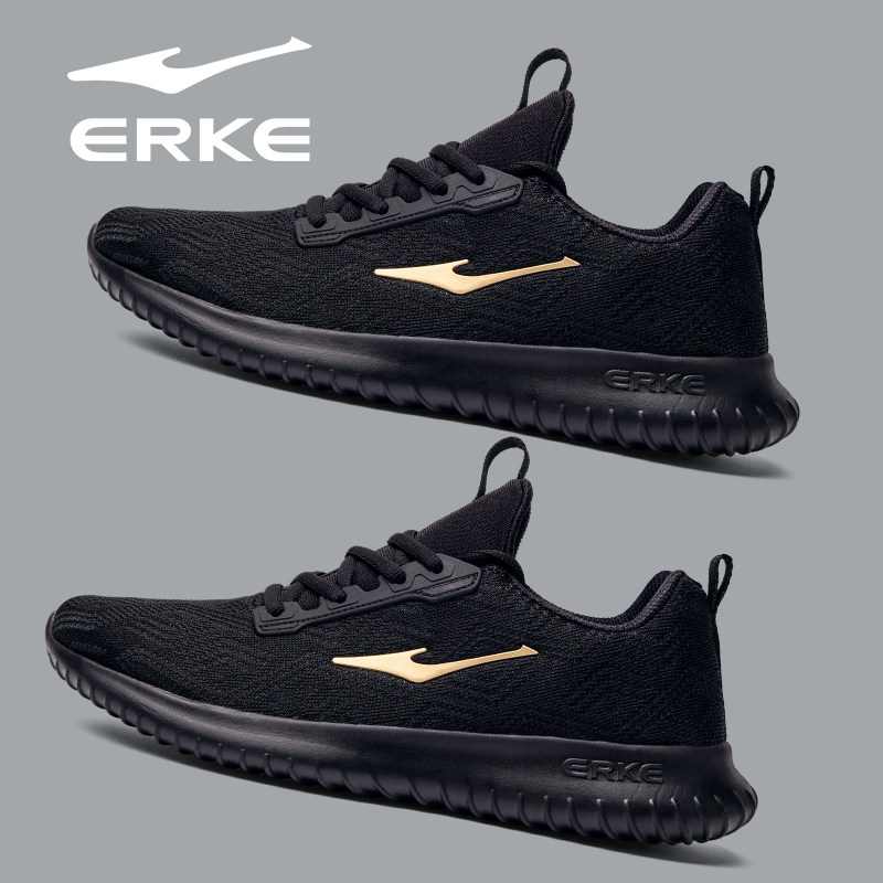 鸿星尔克男鞋2026秋季新款超轻软底网面黑色黑色爸爸运动休闲跑鞋