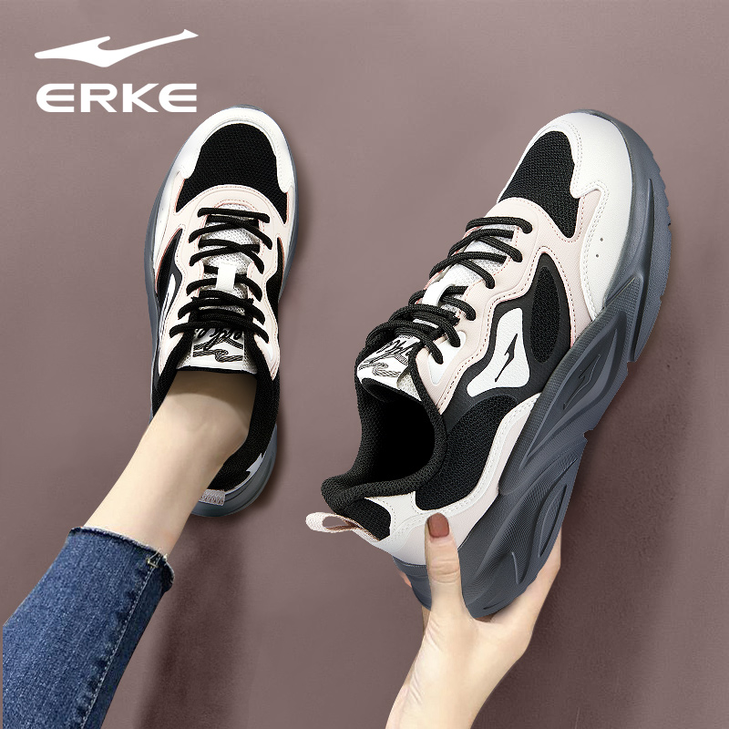 狂澜3鸿星尔克女鞋2025秋冬季新款厚底轻便软底运动鞋休闲老爹鞋