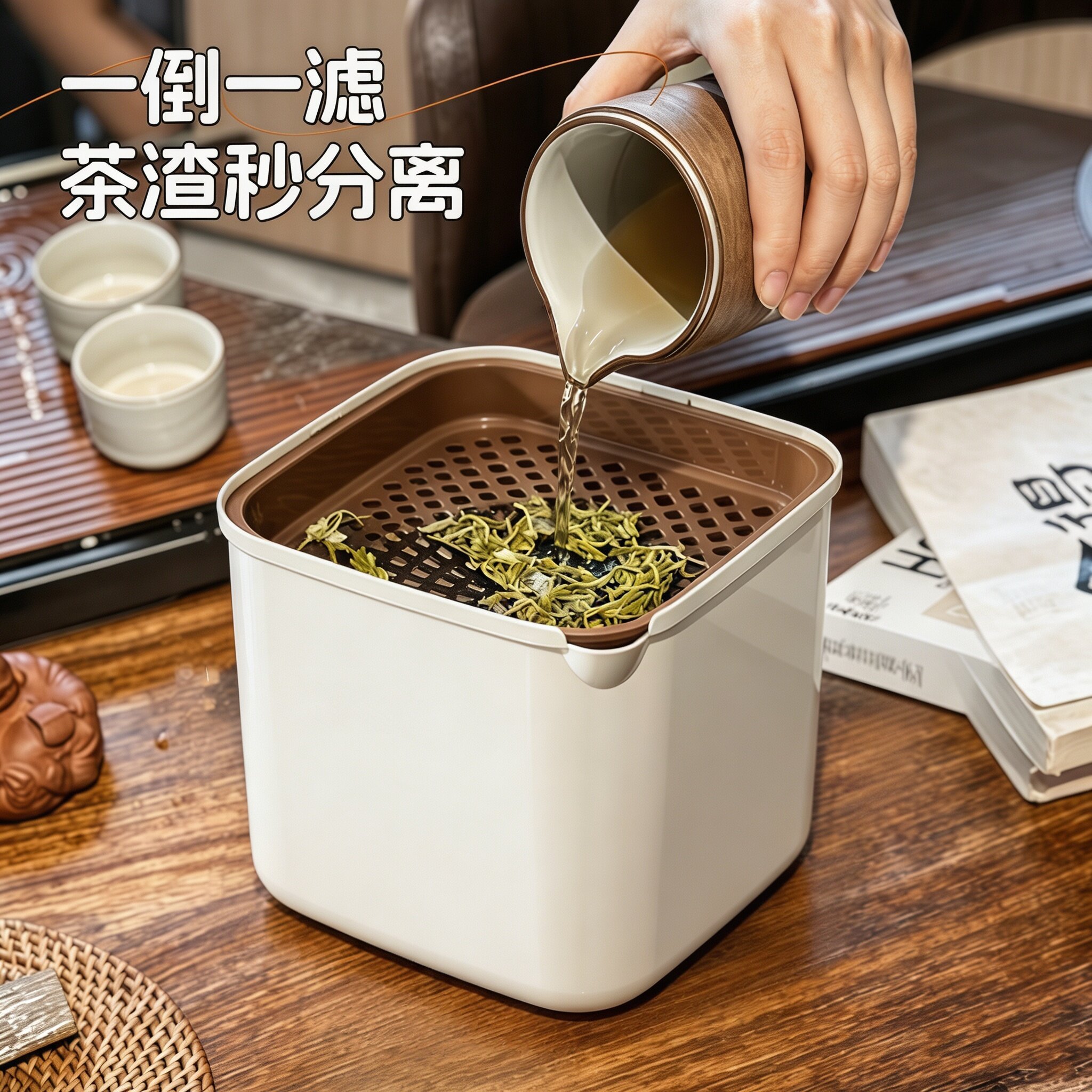 茶水桶桌面茶渣缸废水桶茶叶过滤