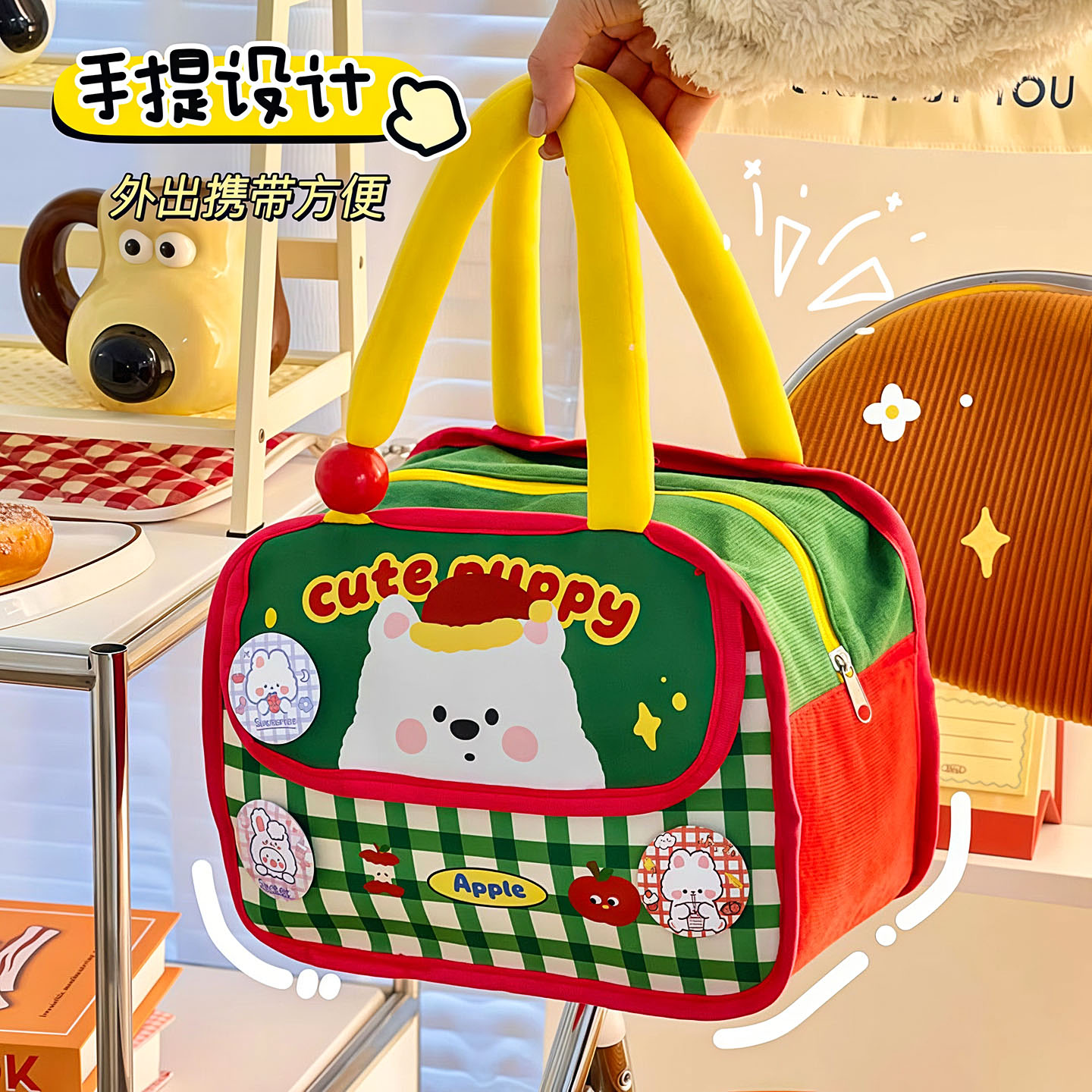 可爱饭盒袋手提便当包保温