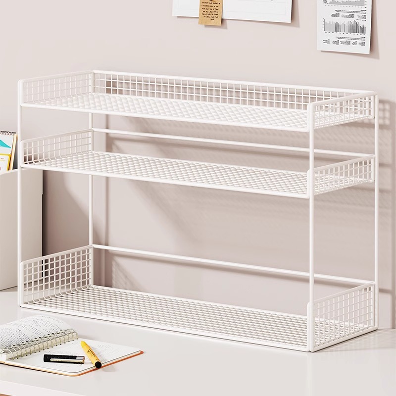 桌面书架桌上置物架大容量收纳柜学习桌上分层架子多层简易储物箱