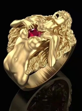 欧美ring爆款欧美时尚戒指男女人物情侣戒指夸张相爱