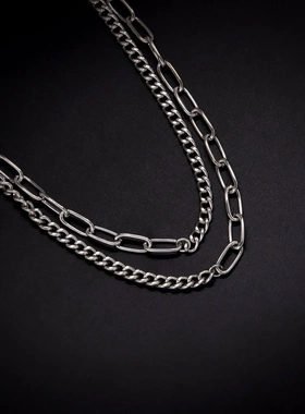 韩国ins风潮流简约链条项链女 百搭个性几何多层项饰颈链锁骨链