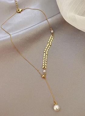 真金电镀贝壳翅膀项链女锁骨链潮冷淡风简约网红气质小众设计颈链