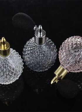 100ML时尚便携式复古水晶玻璃香水瓶带喷雾器空化妆品气囊