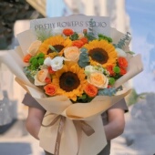 向日葵混搭花束鲜花同城配送送长辈老师毕业成人礼生日礼物小时达