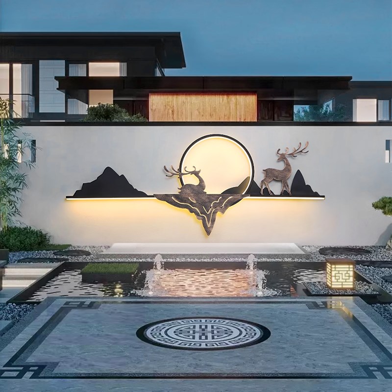 户外新中式防水壁灯别墅景观庭院装饰灯院子O花园背景墙太阳能壁