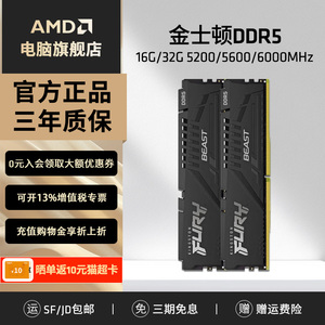 金士顿野兽 5600/6000MHz 16GB/32GB DDR5台式机电脑EXPO内存条