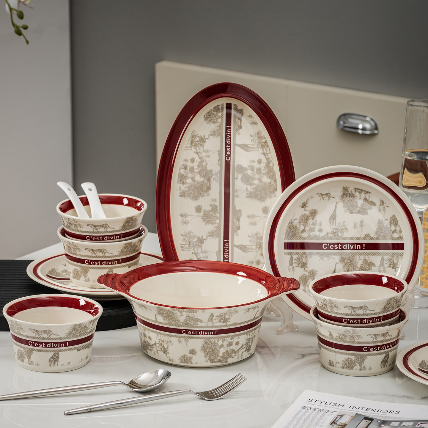 法式复古碗碟轻奢餐具套装高级感