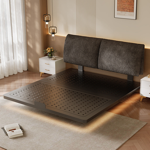 大象耳朵碳素钢悬浮床现代简约主卧软包雪尼尔绒布艺可升降双人床