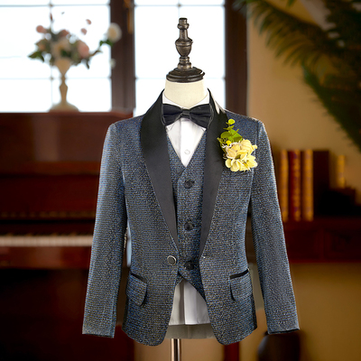 焦糖果高档亮丝男童礼服套装