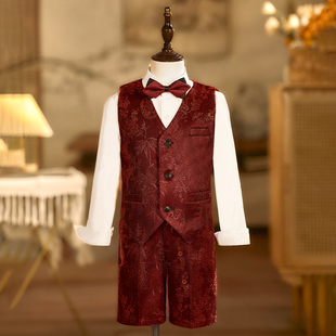 儿童西装套装马甲男童主持人礼服钢琴演出服青少年西装闪亮演出服