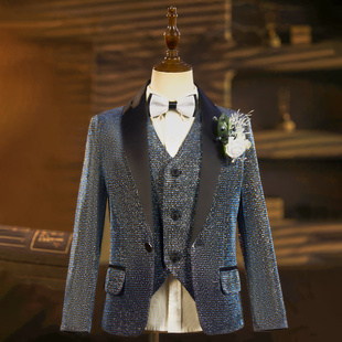 儿童西装套装小主持人正装青果领高档男童礼服小学生晚会演出正装