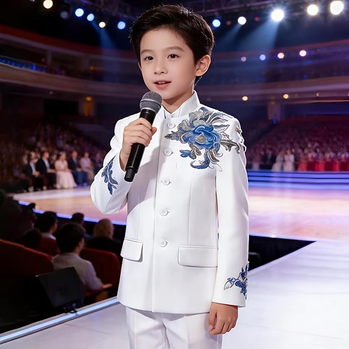 男童礼服中国风演出服儿童主持人