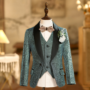 男童亮片西装套装晚会小主持人礼服钢琴亮闪闪演出儿童走秀西服装