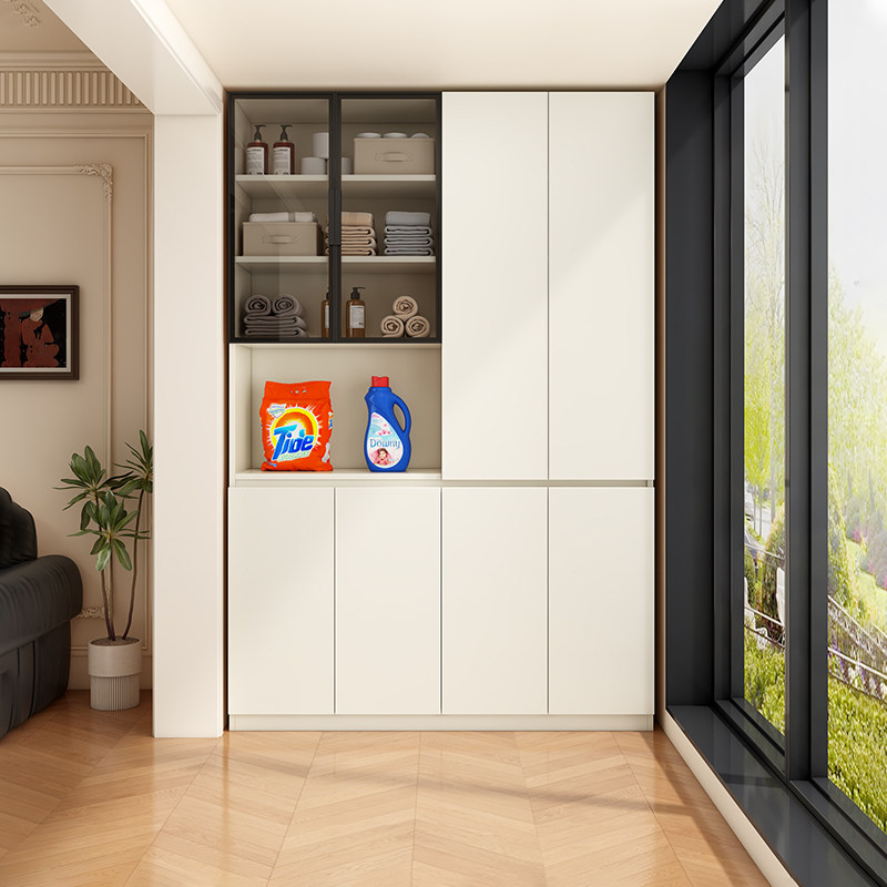 蜂窝铝板阳台柜大容量储物柜家用玻璃收纳柜子置物柜一体靠墙柜子,住宅家具,阳台柜,淘宝优惠券,粉丝福利购,淘宝优惠卷