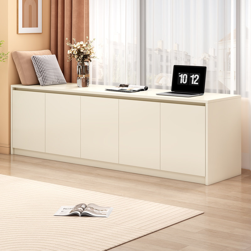 蜂窝铝现代简约奶油风飘窗柜储物柜小户型落地式四门阳台柜收纳柜,住宅家具,飘窗柜,淘宝优惠券,粉丝福利购,淘宝优惠卷