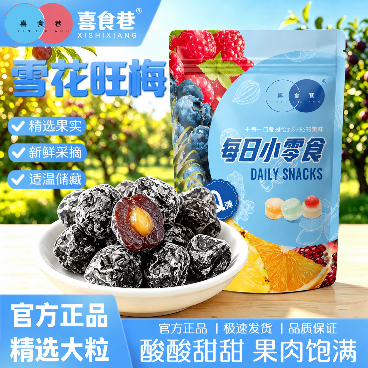 【喜食巷】雪花盐津天山雪梅旺梅干500g酸甜果干蜜饯话梅休闲零食