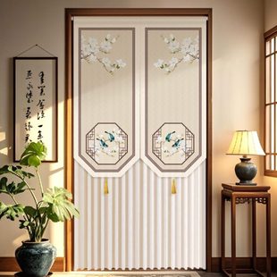 魔术贴房间中式 免打孔新款 2025感高级高档帘卧室门帘隔断帘纱家用