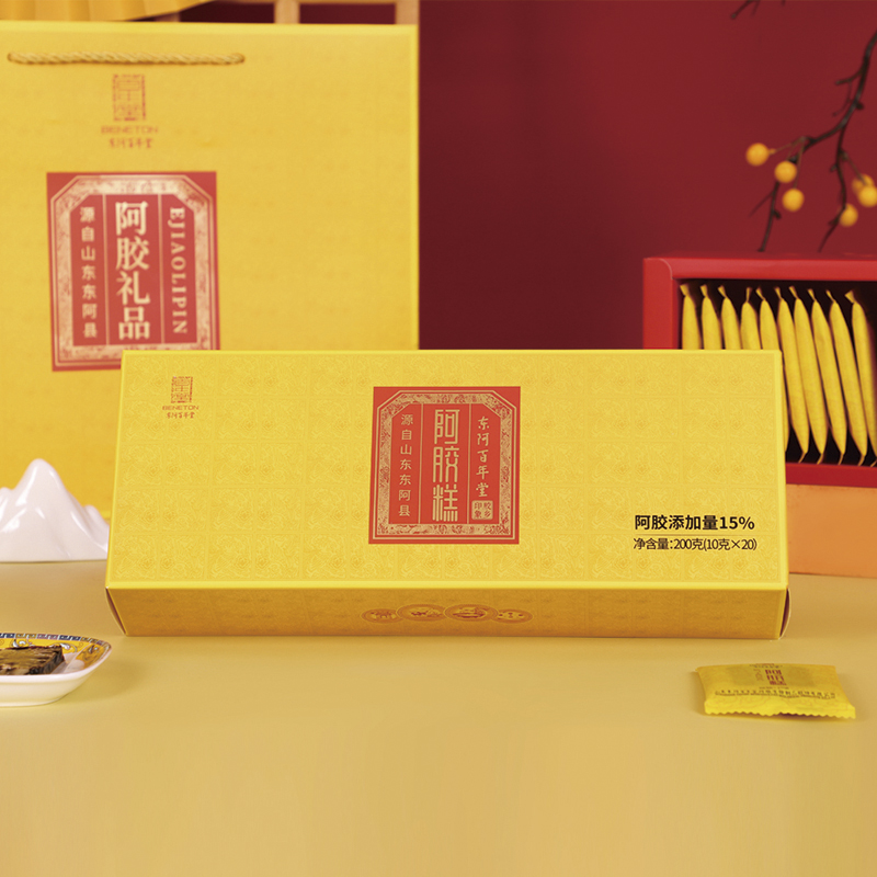 百年堂黄凤纹阿胶糕阿胶糕正品养生即食驴皮阿胶固元膏糕礼品盒装