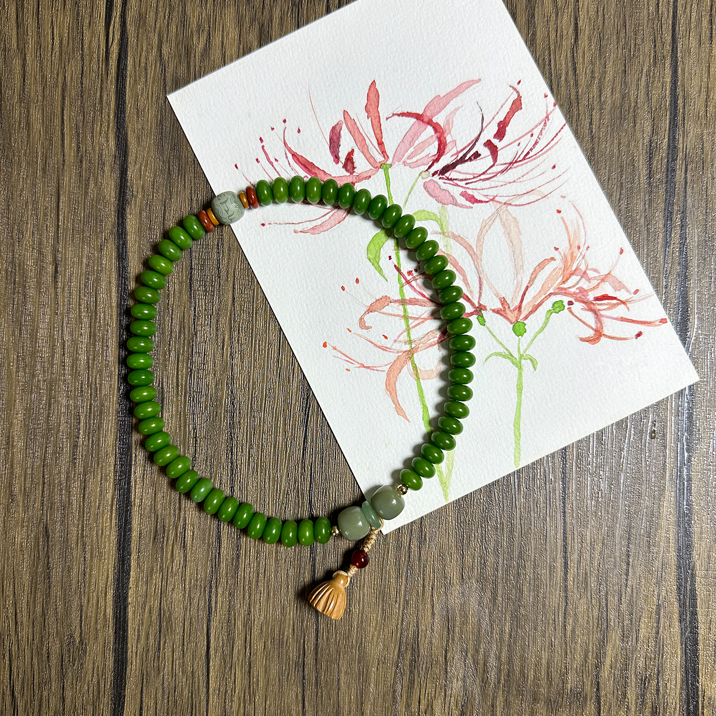 纯天然女士菩提手串绿菩提双圈