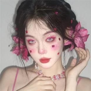 简约甜美少女 复古仿真红色花朵玫红色高级感发夹氛围感2025新款