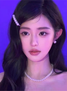 法式名媛珍珠边夹 2025 新款圆润一字型设计日常通勤约会晚宴头饰