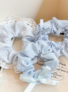 马尾发绳少女高颜值头绳圣诞小清新蝴蝶结大肠发圈女蕾丝花边扎头