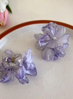 紫色发饰古风抓夹中国风紫色花朵发夹紫色发夹超仙气质优雅