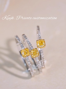 方形黄锆戒指指环女简约