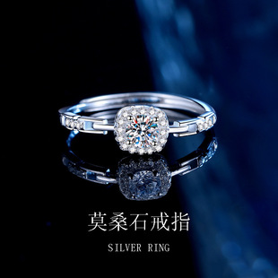 s925纯银方钻链条戒指女 食指戒时尚个性冷淡风ins潮指环首饰正品