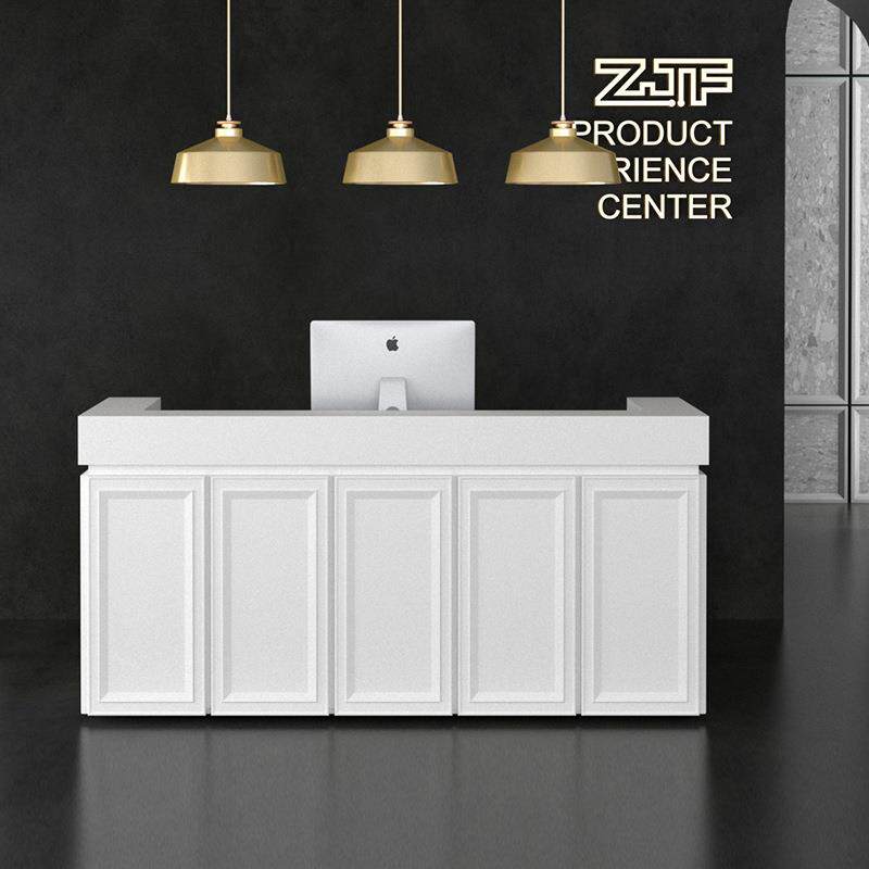 ZJF欧式收银台吧台柜台简约白烤漆迎宾台复古前台接待台