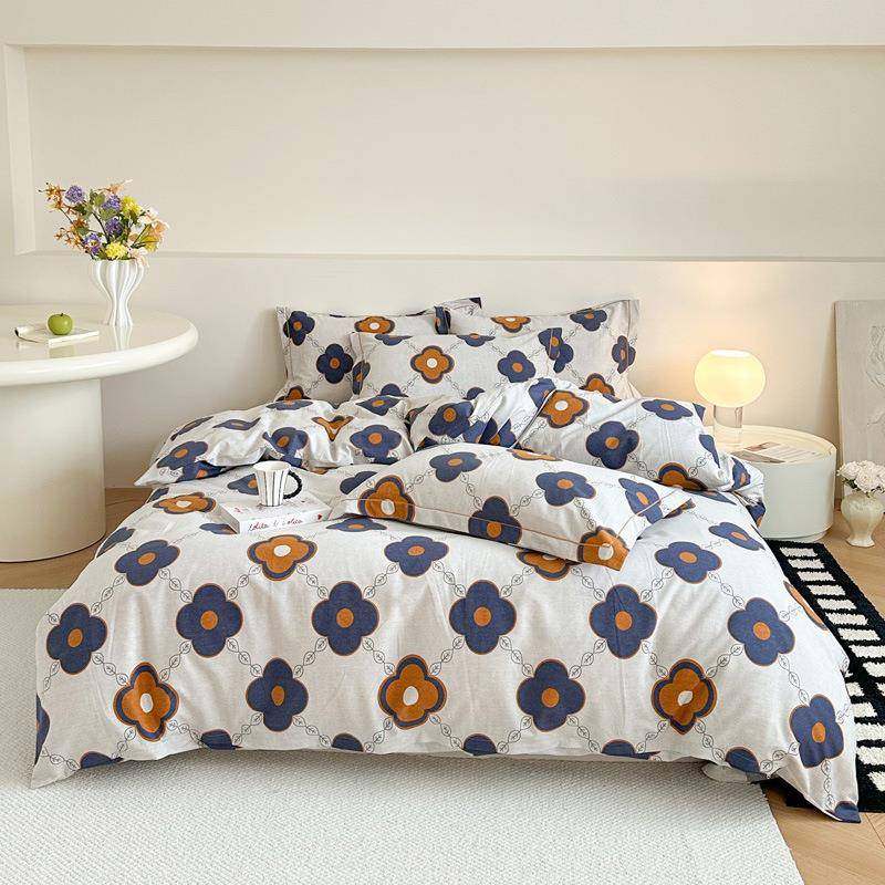 全棉磨毛四件套加厚纯棉套件田园时尚小清新单人双人极简