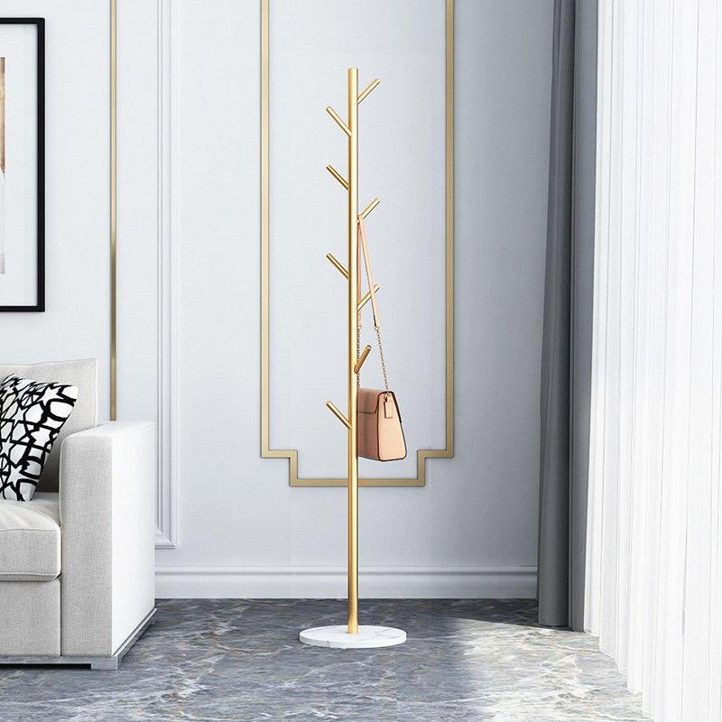 大理石衣帽架卧室内简易家用晾衣架落地轻奢单杆式收纳挂衣挂包架