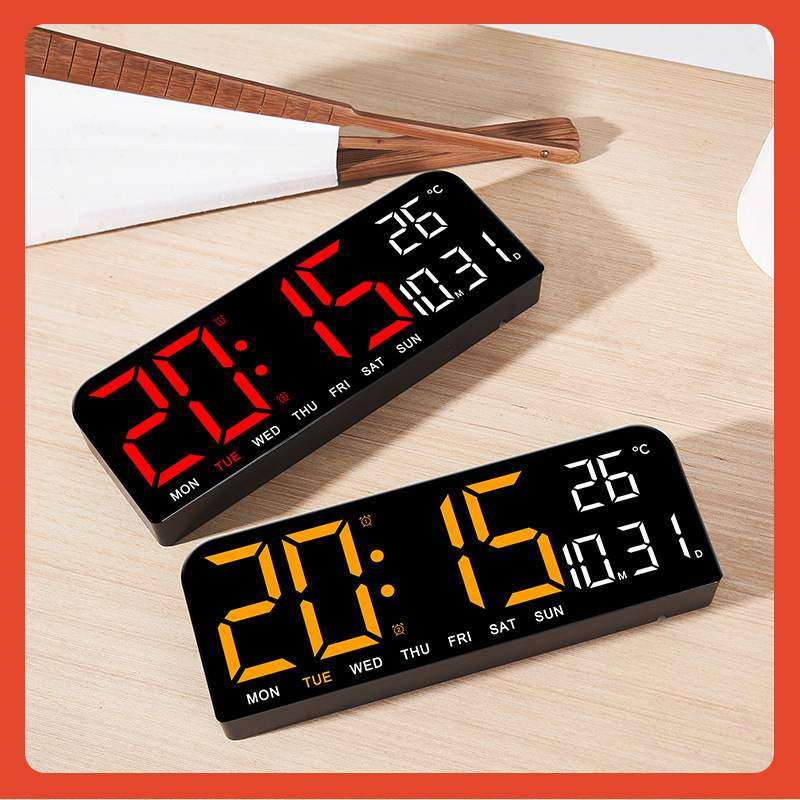 ?新款大屏幕闹钟简约LED桌面时钟创意钟表大尺寸台钟可挂0707