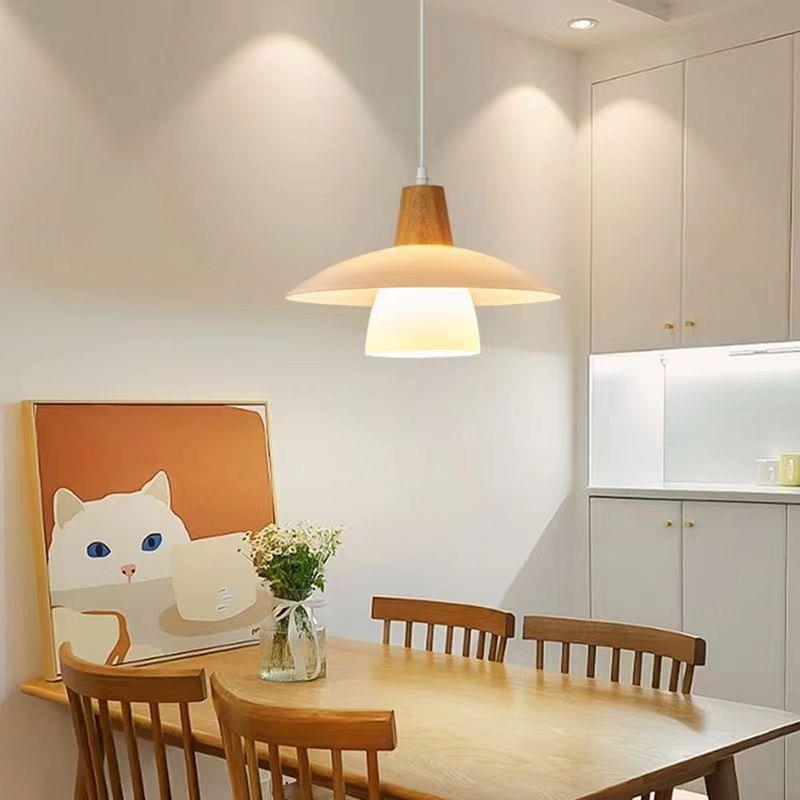 日式餐厅吊灯奶油风简约餐桌吧台北欧饭厅原木卧室PH3玻璃北欧风