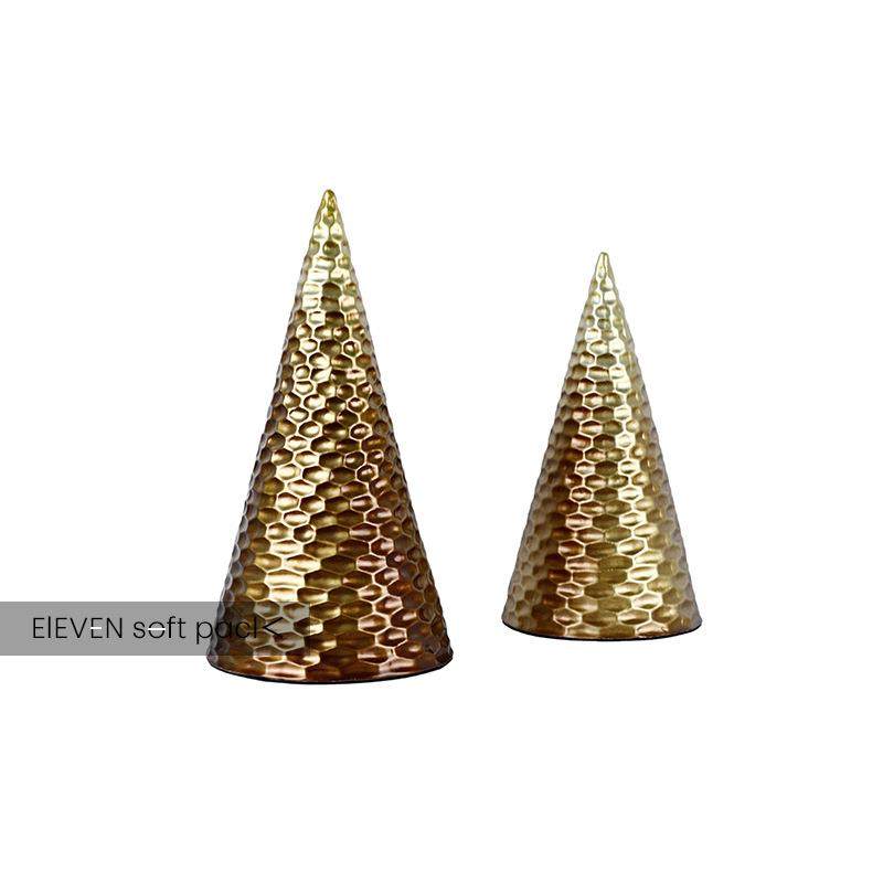 现代简约金色几何创意摆件北欧样板房圆锥形抽象圣诞树雕塑装饰品