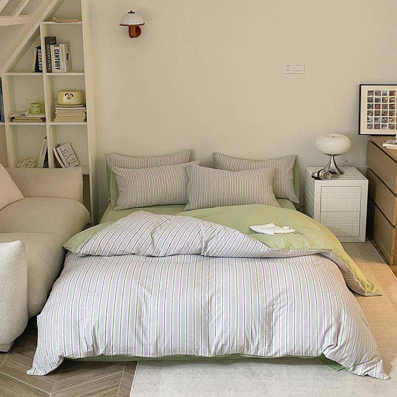 2024新款全棉色织水洗棉四件套纯棉三件套学生宿舍套件