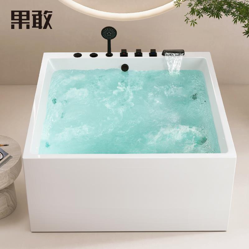 果敢双人独立式亚克力家用情侣双人按摩浴盆可定制尺寸1-2米浴缸