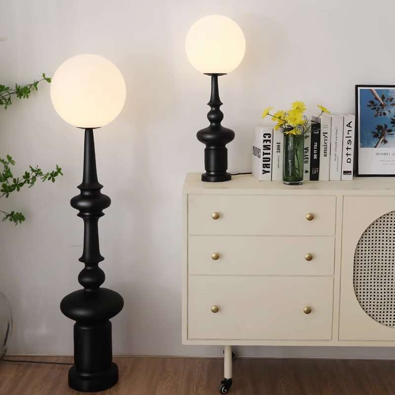 意大利复古罗马柱落地灯设计师高级感客厅沙发装饰中古立式小台灯