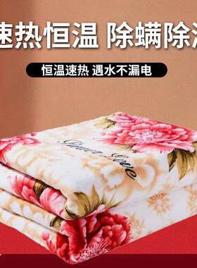 法兰绒电热毯智能定时双控调温加热毯增厚双人印花防水电褥子