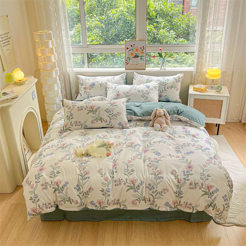高端床上全棉四件套小清新床单被套学生宿舍用纯棉三件套套件