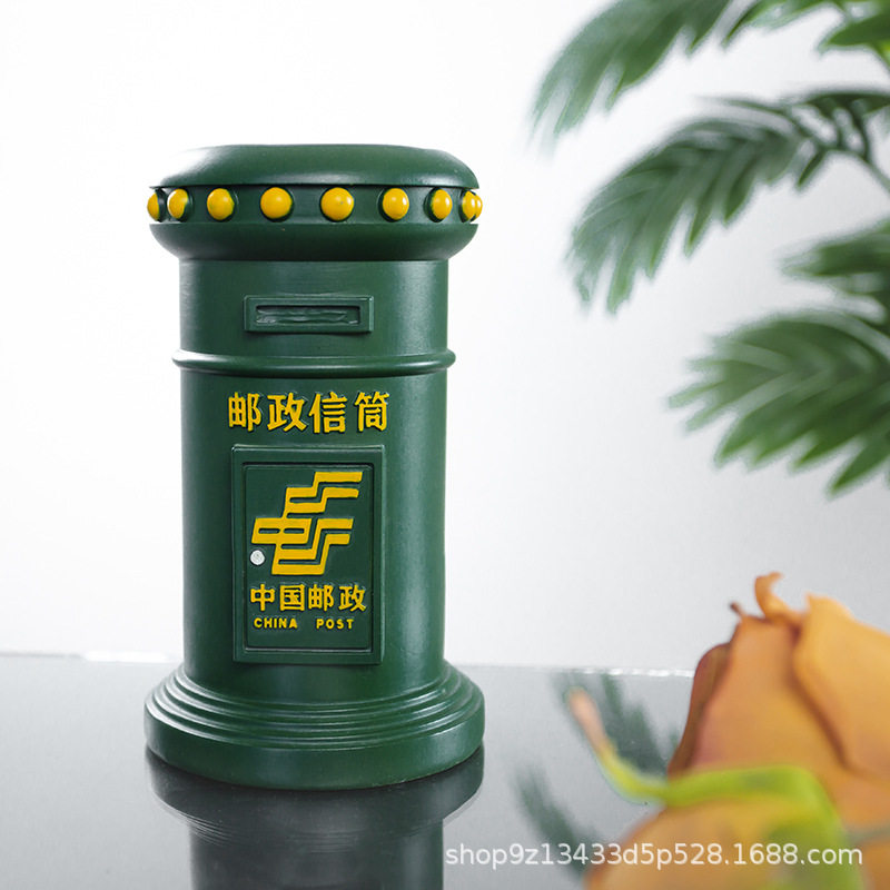 创意邮筒装饰花瓶花插笔筒树脂工艺品轻奢家装摆件送朋友情侣礼物