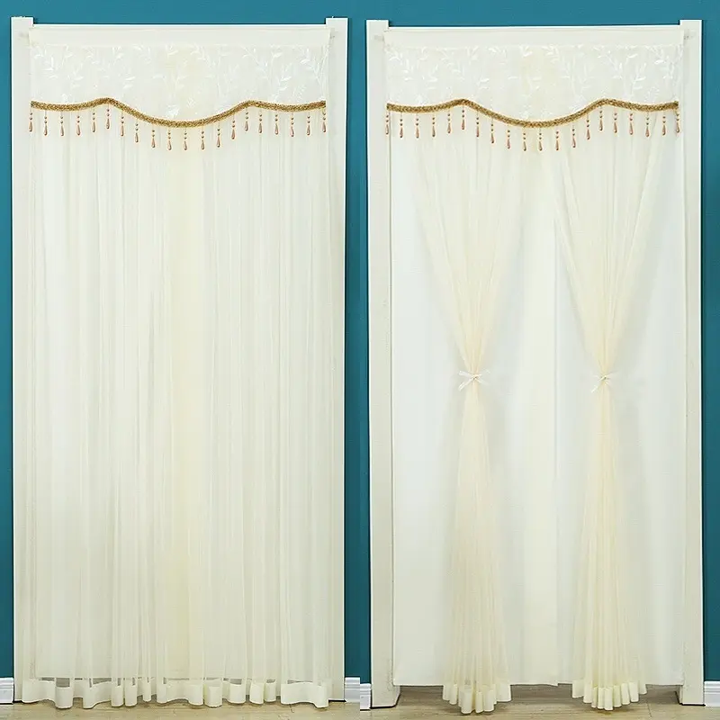 防蚊蝇防走光遮光门帘免打孔安装蕾丝纱帘隔断装饰衣柜帘子卫生间