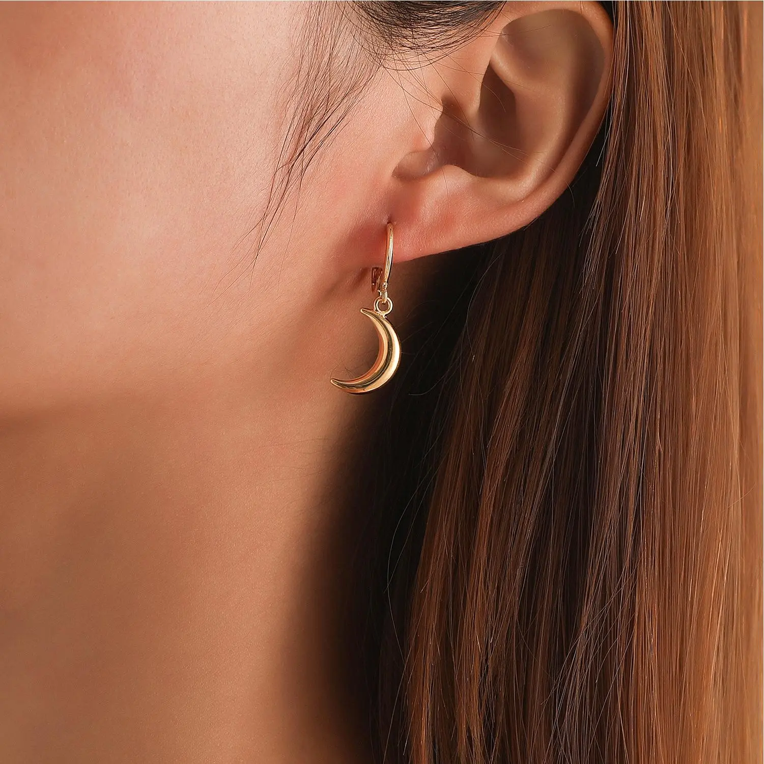 欧美饰品 时尚流行立体月牙耳扣耳环女 简约复古几何潮流耳饰